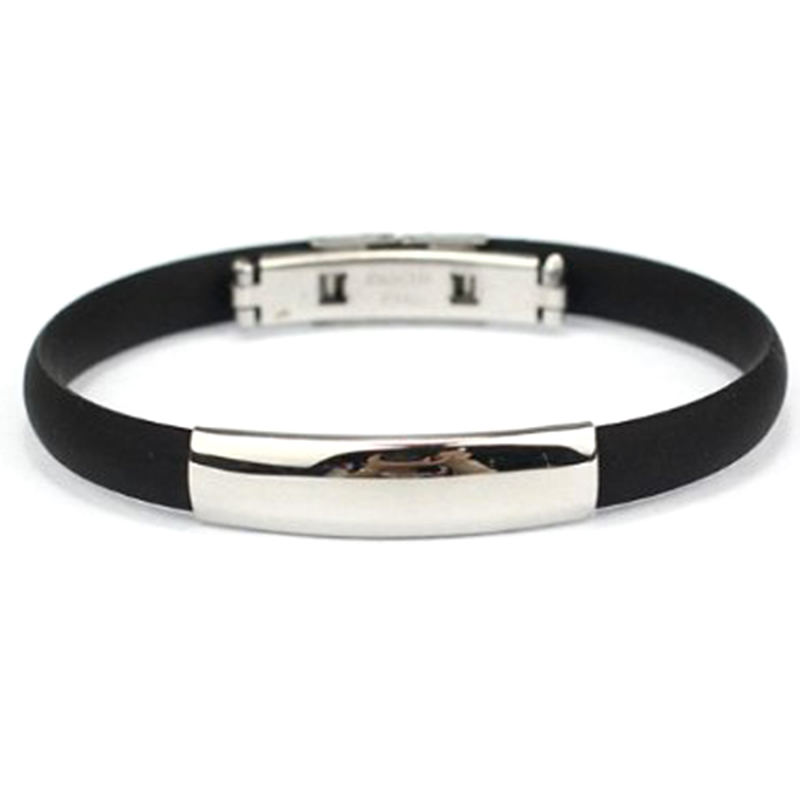 Bracelet Stainless Steel Cuff Silicone Bangle Hand Chain Men/"s Jewelry D3H3