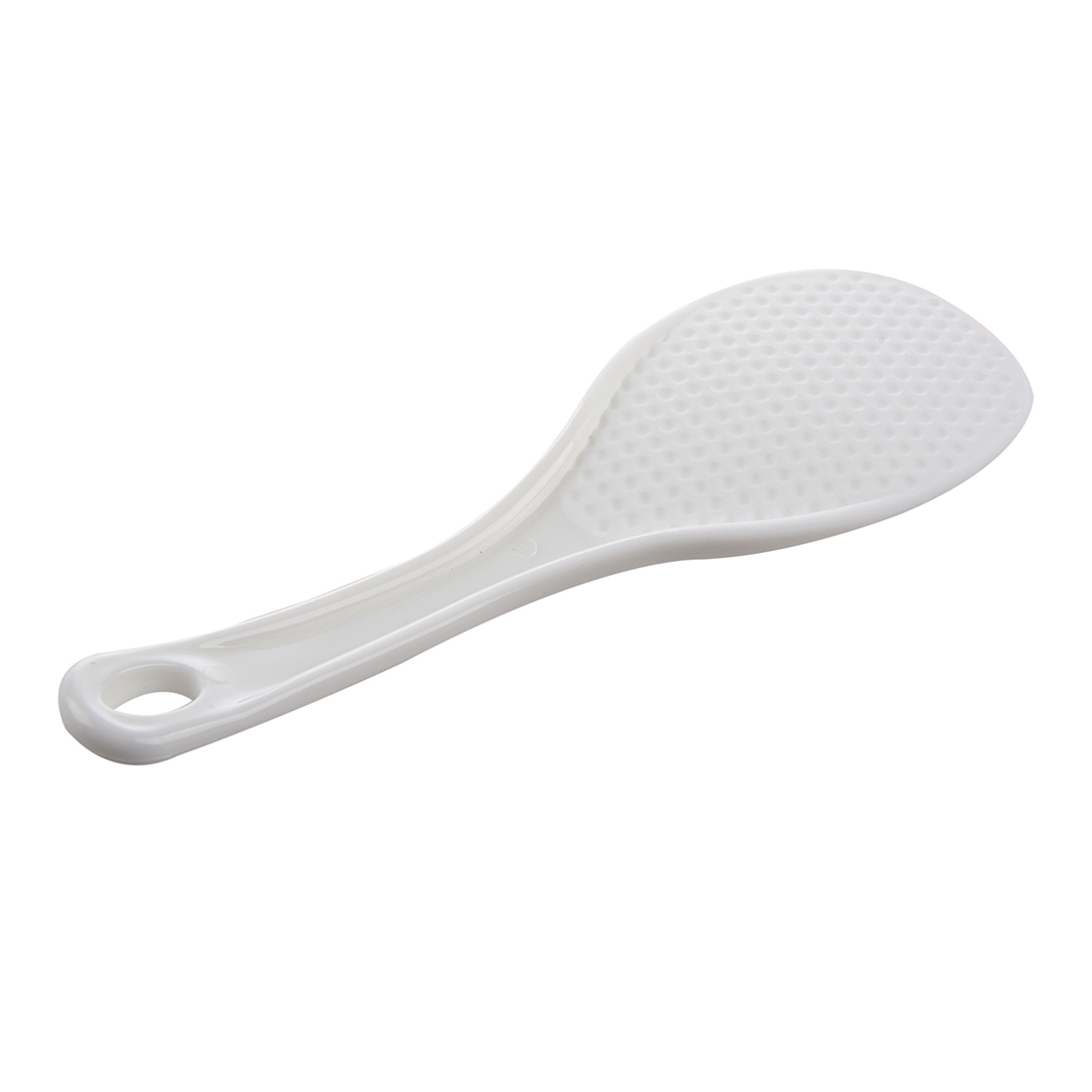 Kitchen Dotted White Plastic Flat Rice Scoop Paddle Meal
