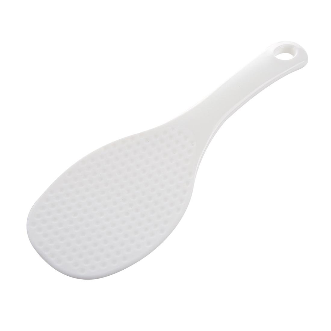Kitchen Dotted White Plastic Flat Rice Scoop Paddle Meal