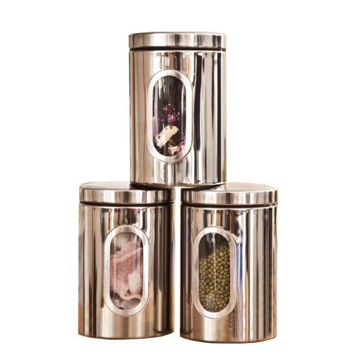 3pcs stainless steel window canister tea coffee sugar nuts 3pcs stainless steel window canister tea coffee sugar nuts