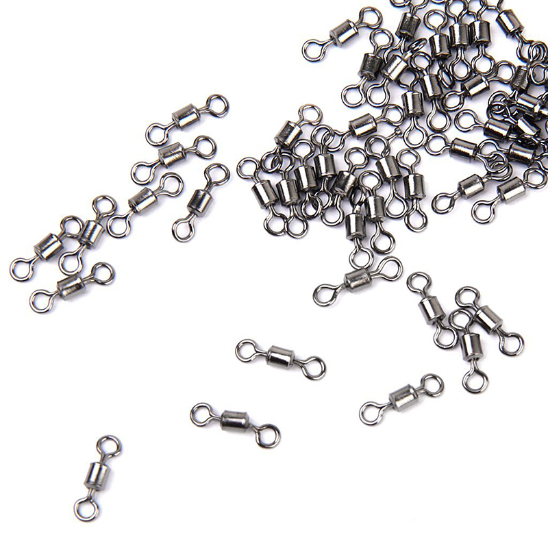 100 x Rolling Wirbel f/ür Karpfen Meer Hecht Angeln 8 Schleife Form 64LB