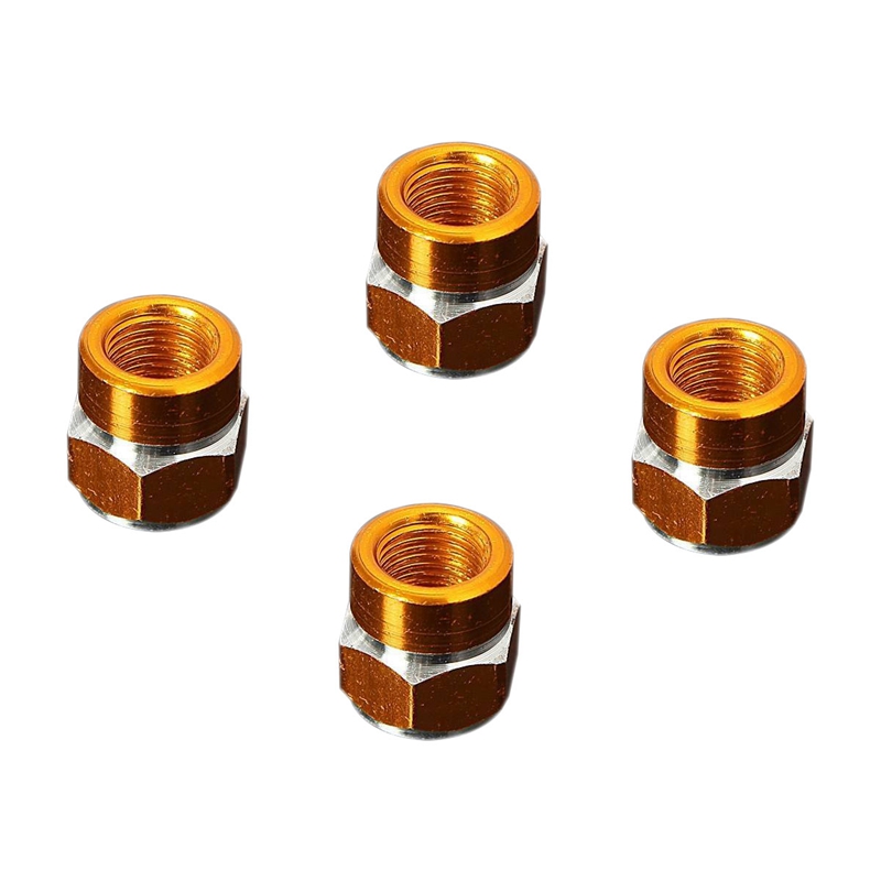 4 x Cubierta tapas de valvula del neumatico del coche formada de oro guapa M8C5