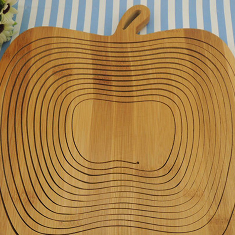 Foldable Basket Wood Log J6C1 Basket in Bamboo in Form of Apple for Fruits