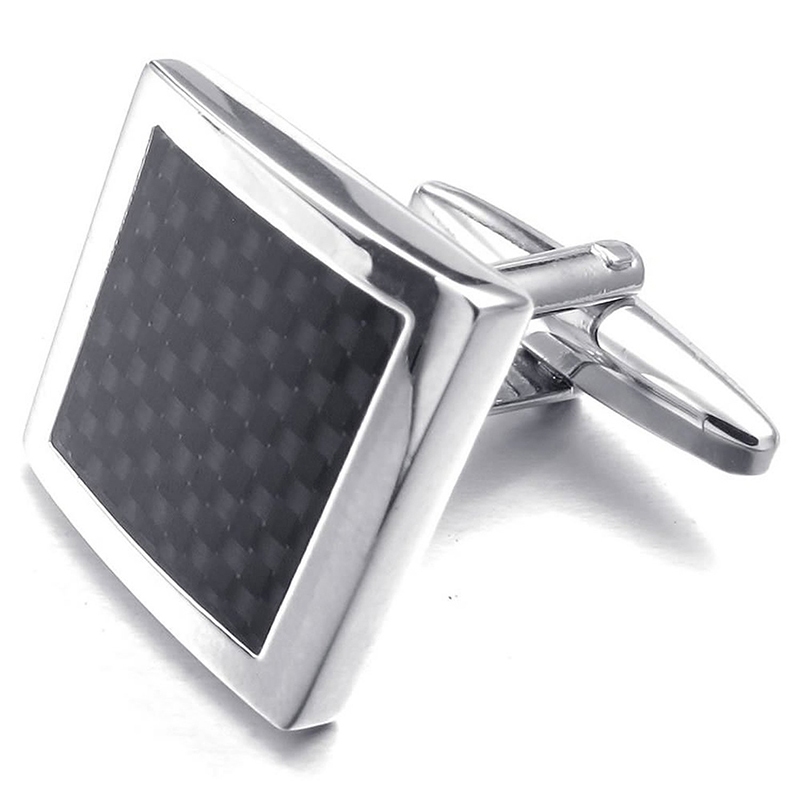 Fibra de carbono Cuadrado clasico Alea P4J9 Gemelos de Joyeria para hombre