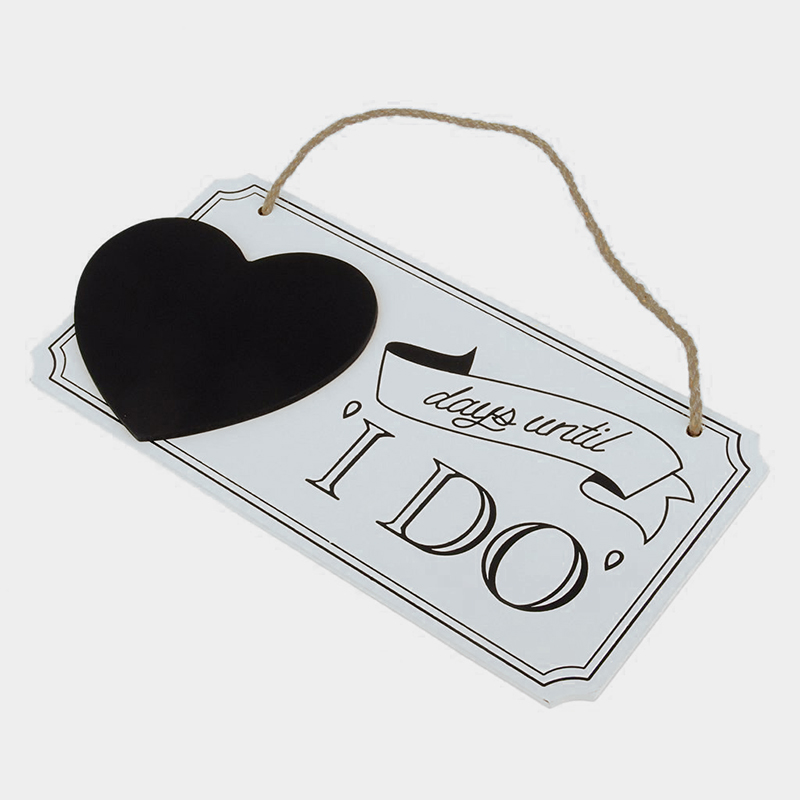 Days Until I DO Wooden Chalkboard Sign Vintage Wedding Countdown Sign