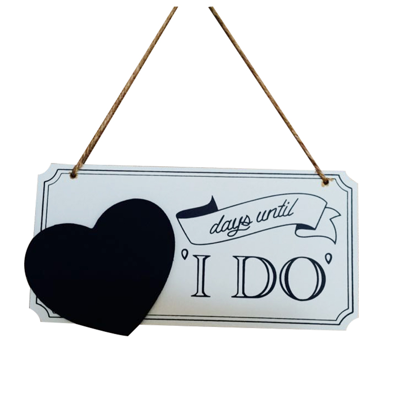 Days Until I DO Wooden Chalkboard Sign Vintage Wedding Countdown Sign